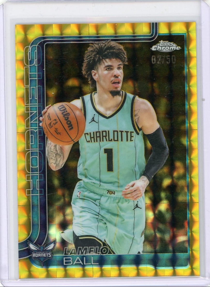 LaMelo Ball 2025 Topps Chrome Gold Geometric Refractor #'d 02/50