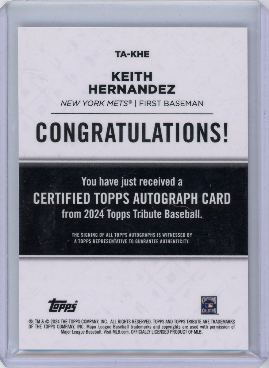 Keith Hernandez 2024 Topps Tribute autograph #'d 28/50