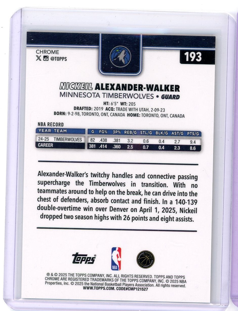 Nickeil Alexander-Walker 2025 Topps Chrome Gold Geometric Refractor #'d 37/50