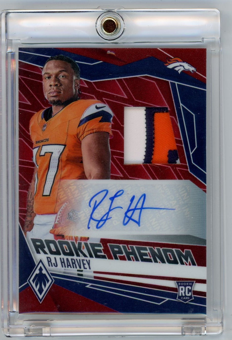 RJ Harvey 2025 Panini Phoenix Rookie Phenom RPA #'d 45/99