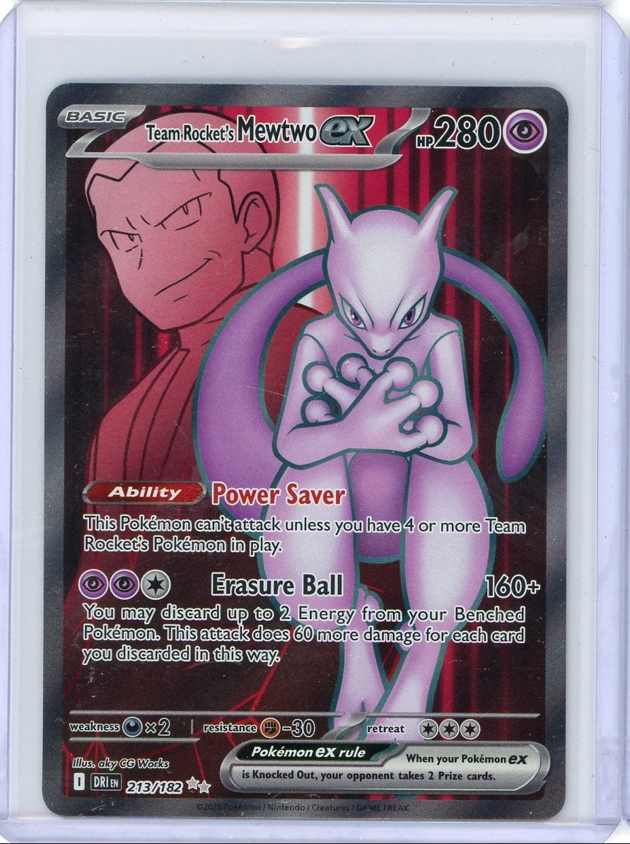 Team Rocket's Mewtwo ex 2025 Pokemon Destined Rivals full art rare holo #213/182