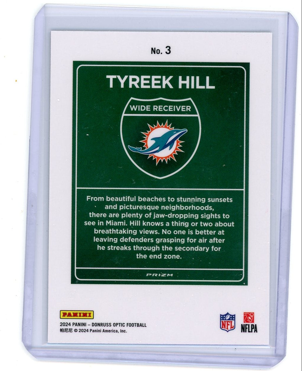 Tyreek Hill 2024 Panini Donruss Optic Downtown SP