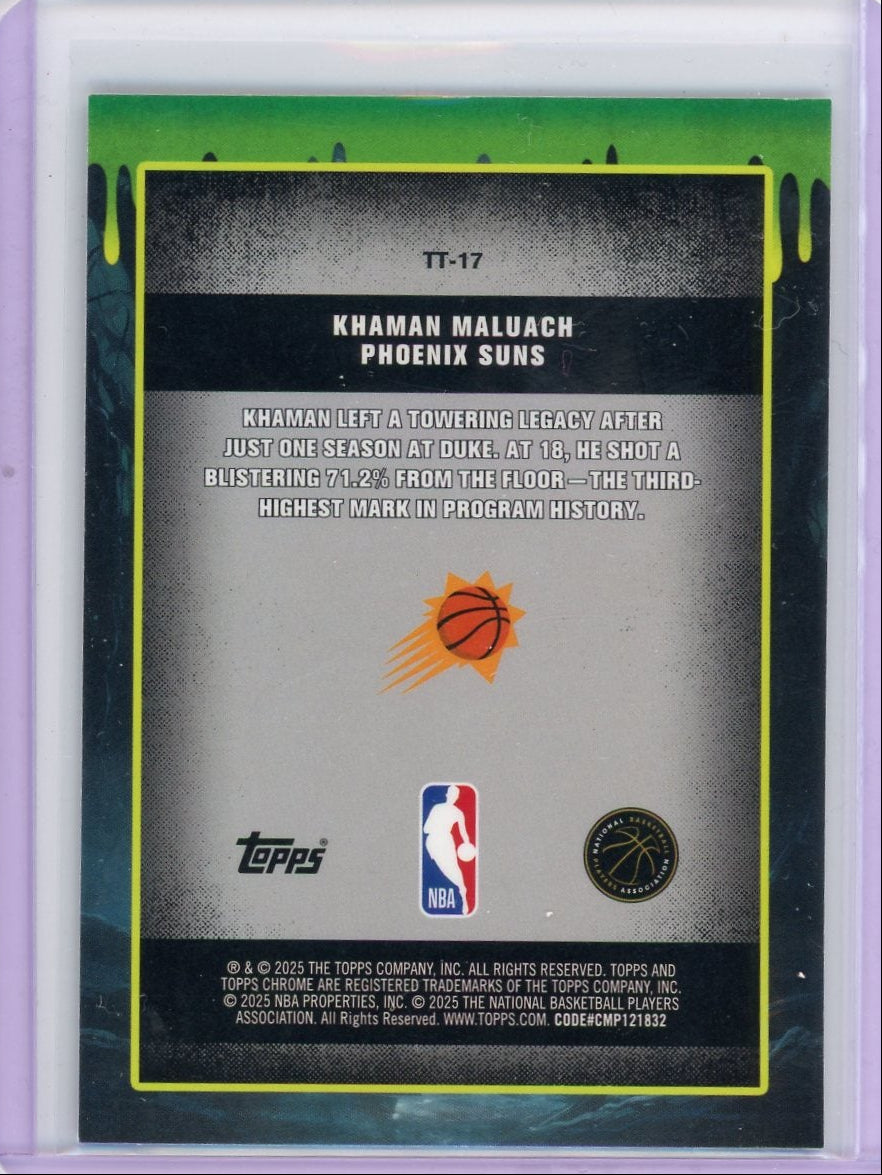 Khaman Maluach 2025 Topps Chrome Basketball Tall Tales Purple Geometric #'d 15/75