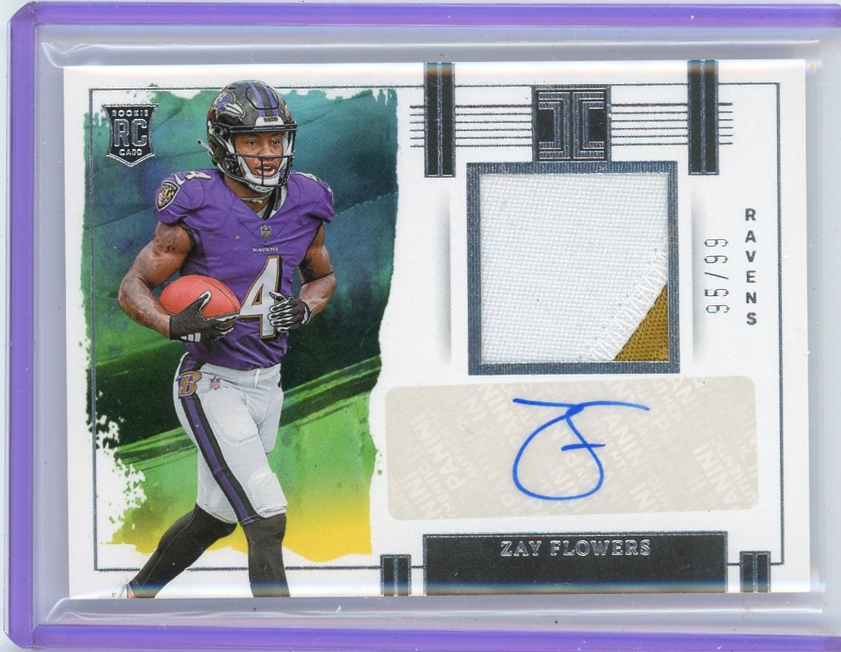 Zay Flowers 2023 Panini Impeccable Rookie Patch Autograph #'d 95/99