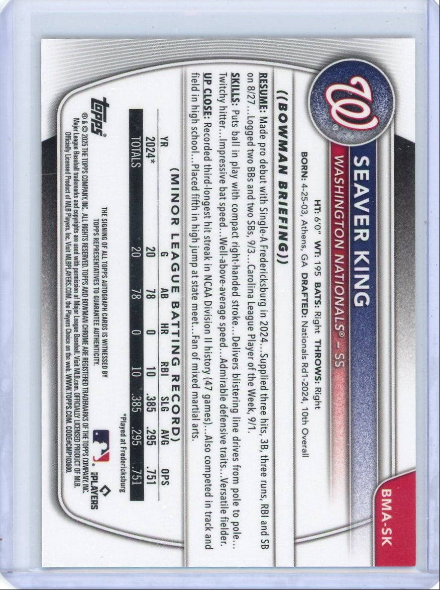 Seaver King 2025 Bowman Chrome Gold Mojo Autograph #'d 39/50