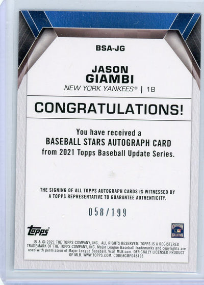 Jason Giambi 2021 Topps Baseball Stars autograph #'d 058/199