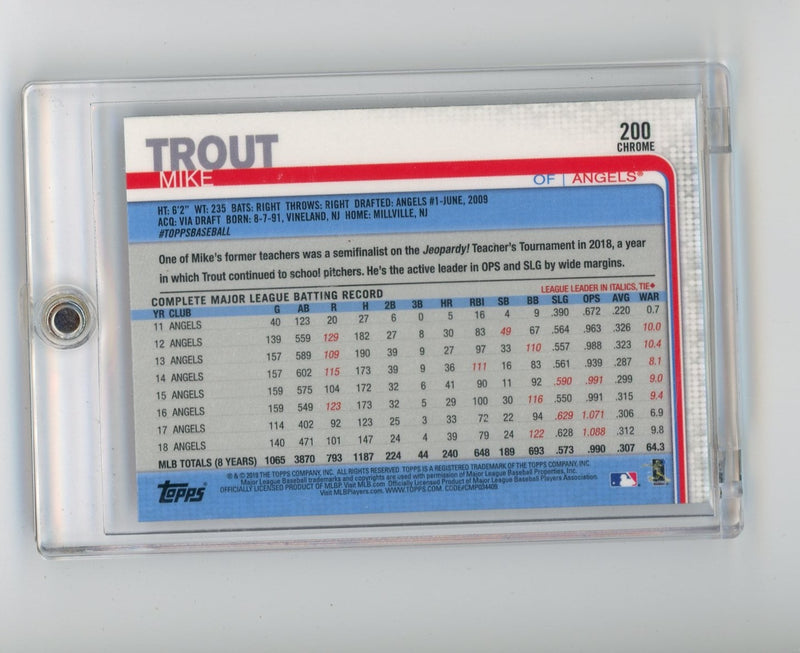 Mike Trout 2019 Topps Chrome SP image variation 