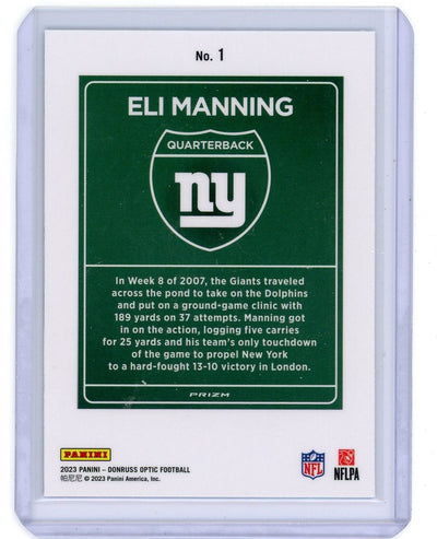 Eli Manning 2023 Panini Donruss Optic International Downtown SP