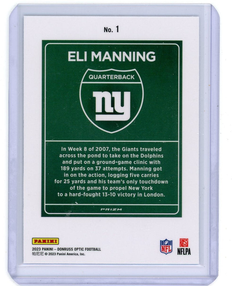 Eli Manning 2023 Panini Donruss Optic International Downtown SP