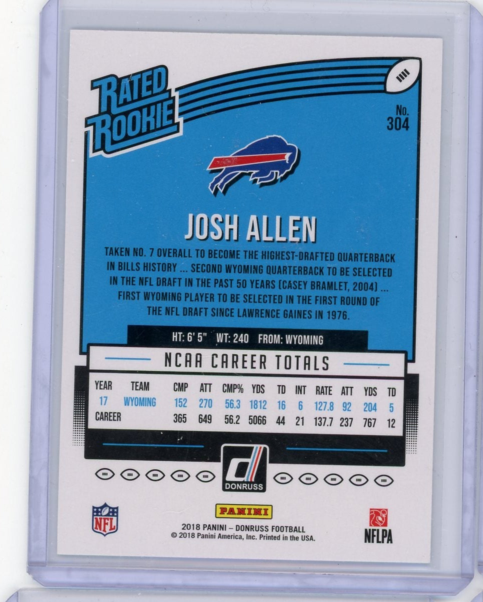 Josh Allen 2018 Panini Donruss Rated Rookie