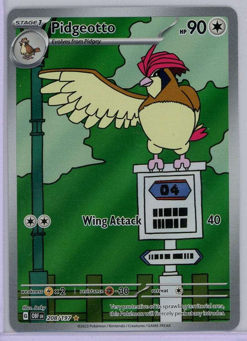 Pidgeotto Pokémon Obsidian Flames Illustration Rare #208/197