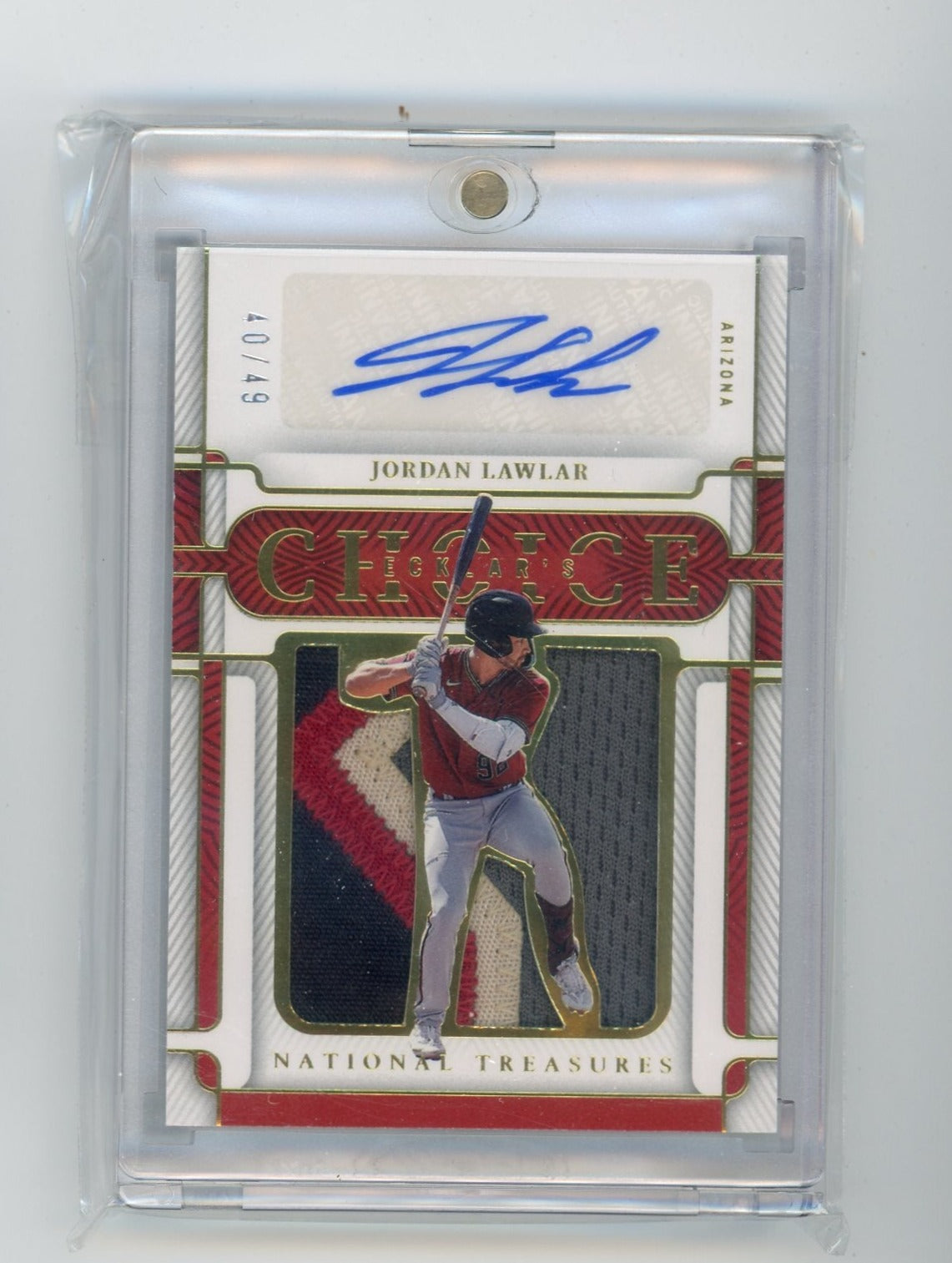 Jordan Lawlar 2023 Panini National Treasure Ecklar's Choice relic autograph #'d 40/49