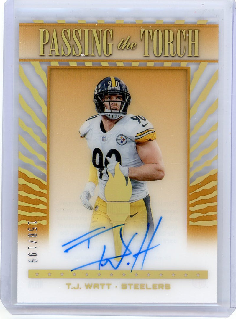 TJ Watt 2022 Donruss Clearly Passing the Torch Autograph 
