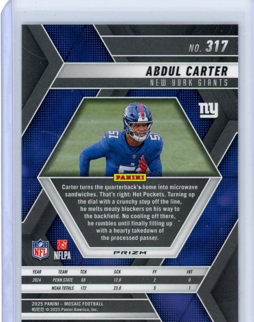 Abdul Carter 2025 Panini Mosaic Red and White Stripe RC