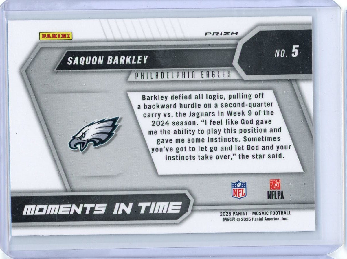 Saquon Barkley 2024 Panini Mosaic Moments in Time Silver Mosaic