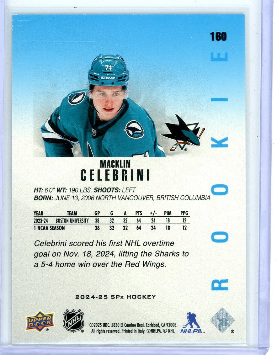 Macklin Celebrini 2024-25 Upper Deck SPx RC #160