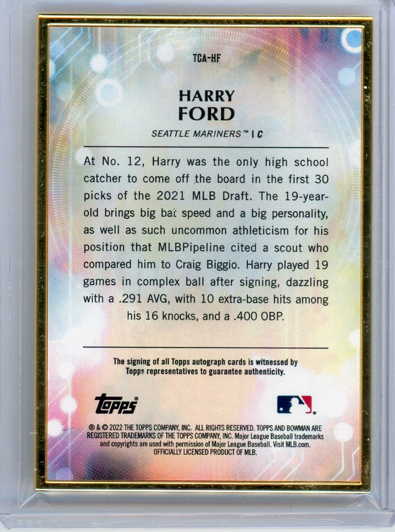 Harry Ford 2022 Bowman Transcendent Autograph Gold Framed 20/20 Mariners