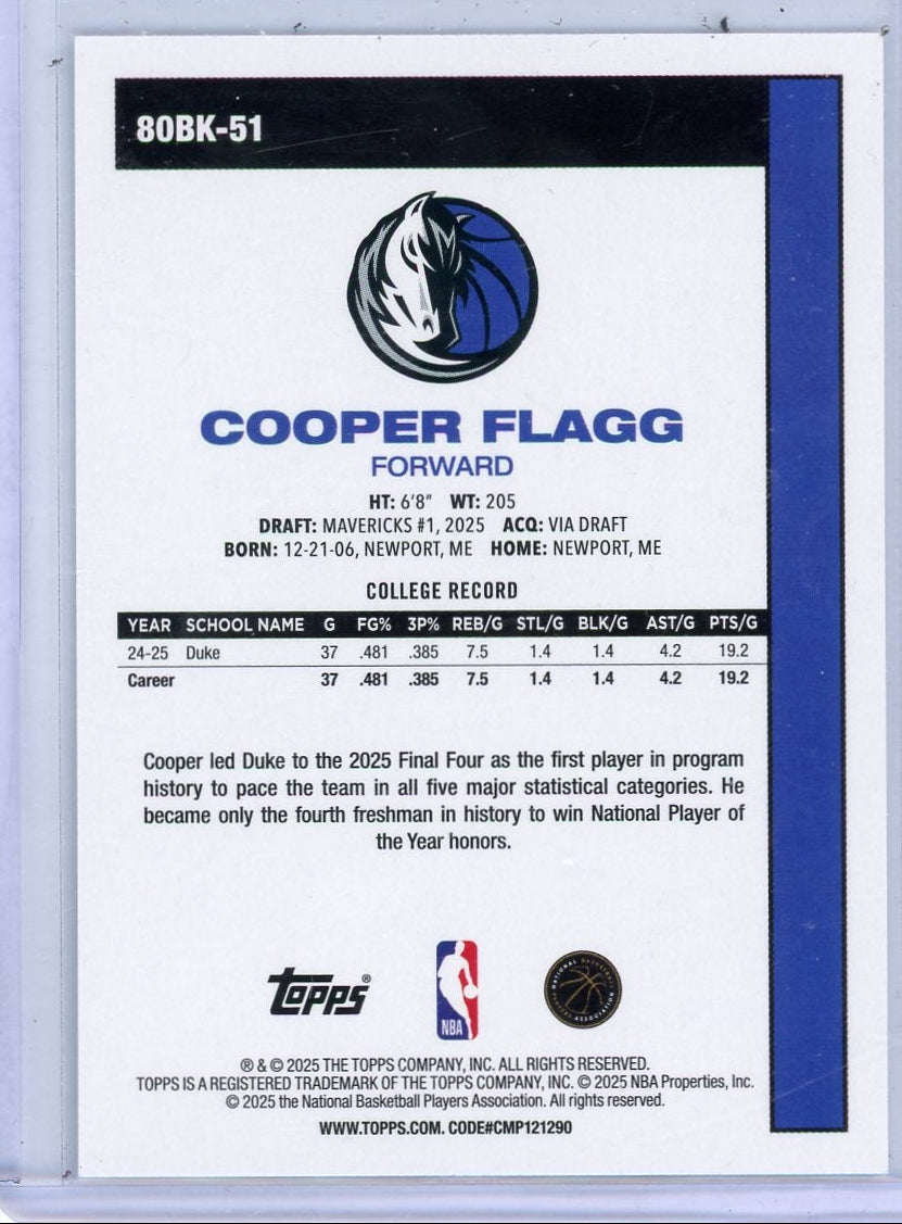 Cooper Flagg 2025-26 Topps Flagship 1980-81 45th Anniversary RC