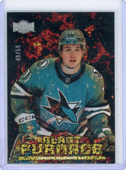 Macklin Celebrini 2024-25 Upper Deck Metal Universe Blast Furnace Gold RC #'d 49/50