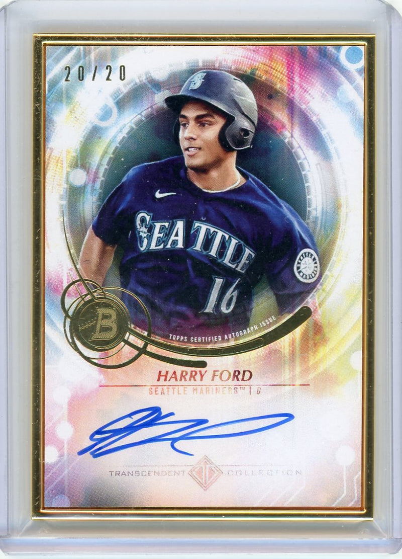 Harry Ford 2022 Bowman Transcendent Autograph Gold Framed 20/20 Mariners