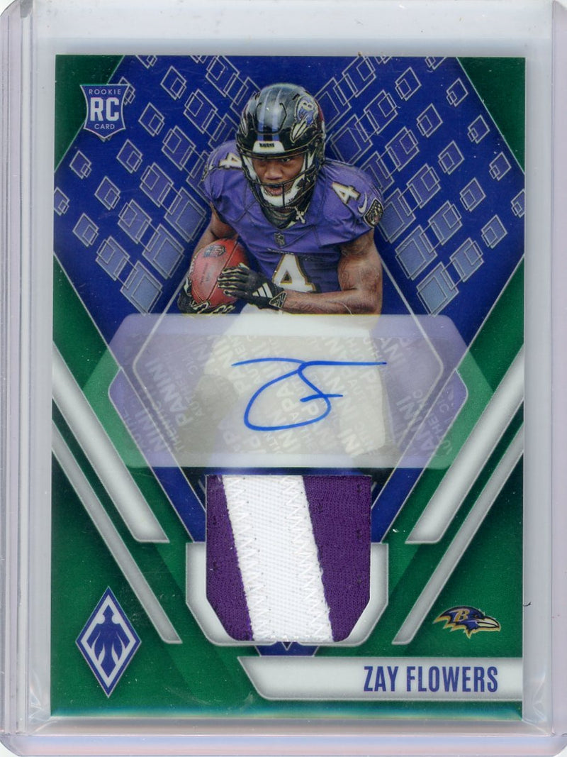 Zay Flowers 2023 Panini Phoenix RPS Rookie Auto Jersey Green Prime 