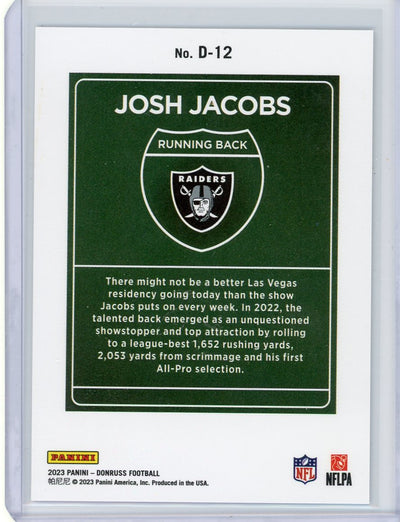 Josh Jacobs 2023 Panini Donruss Downtown SP