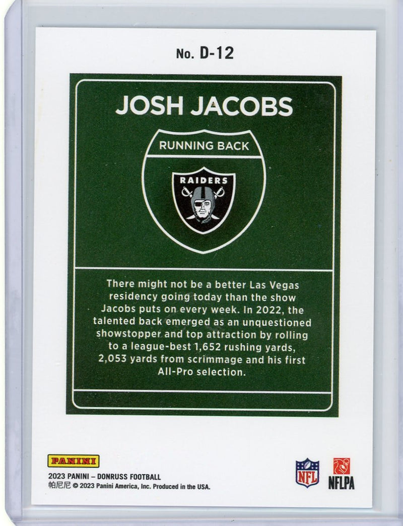 Josh Jacobs 2023 Panini Donruss Downtown SP