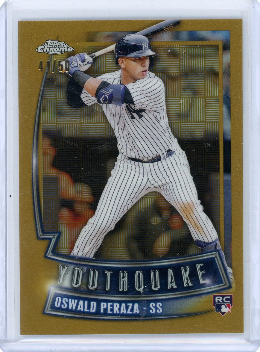 Oswald Peraza 2023 Topps Chrome Youthquake gold refractor rookie card #'d 41/50