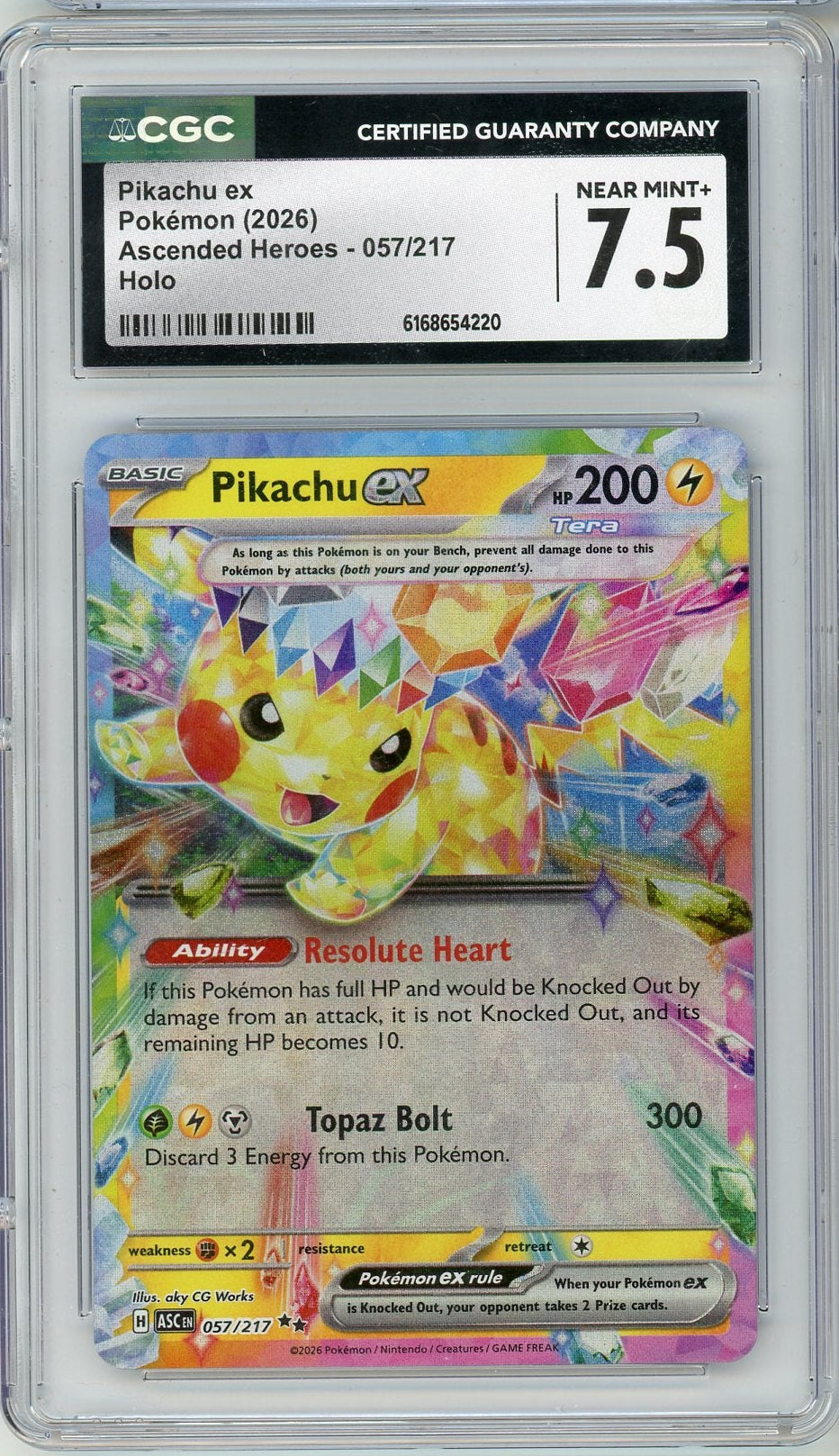 Pikachu Pokemon Ascended Heroes Holo #057/217 CGC 7.5