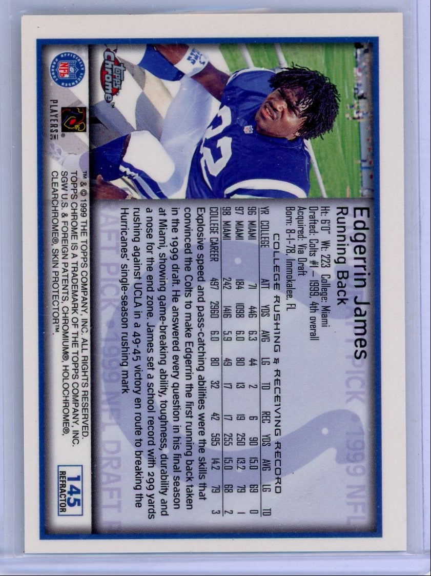 Edgerrin James 1999 Topps Chrome refractor RC