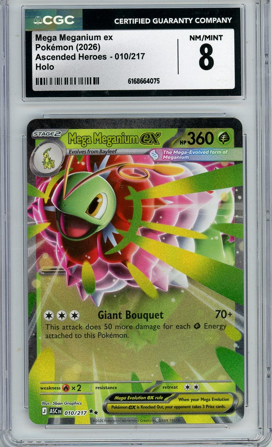 Mega Meganium ex Pokemon Ascended Heroes Holo #010/217 CGC 8