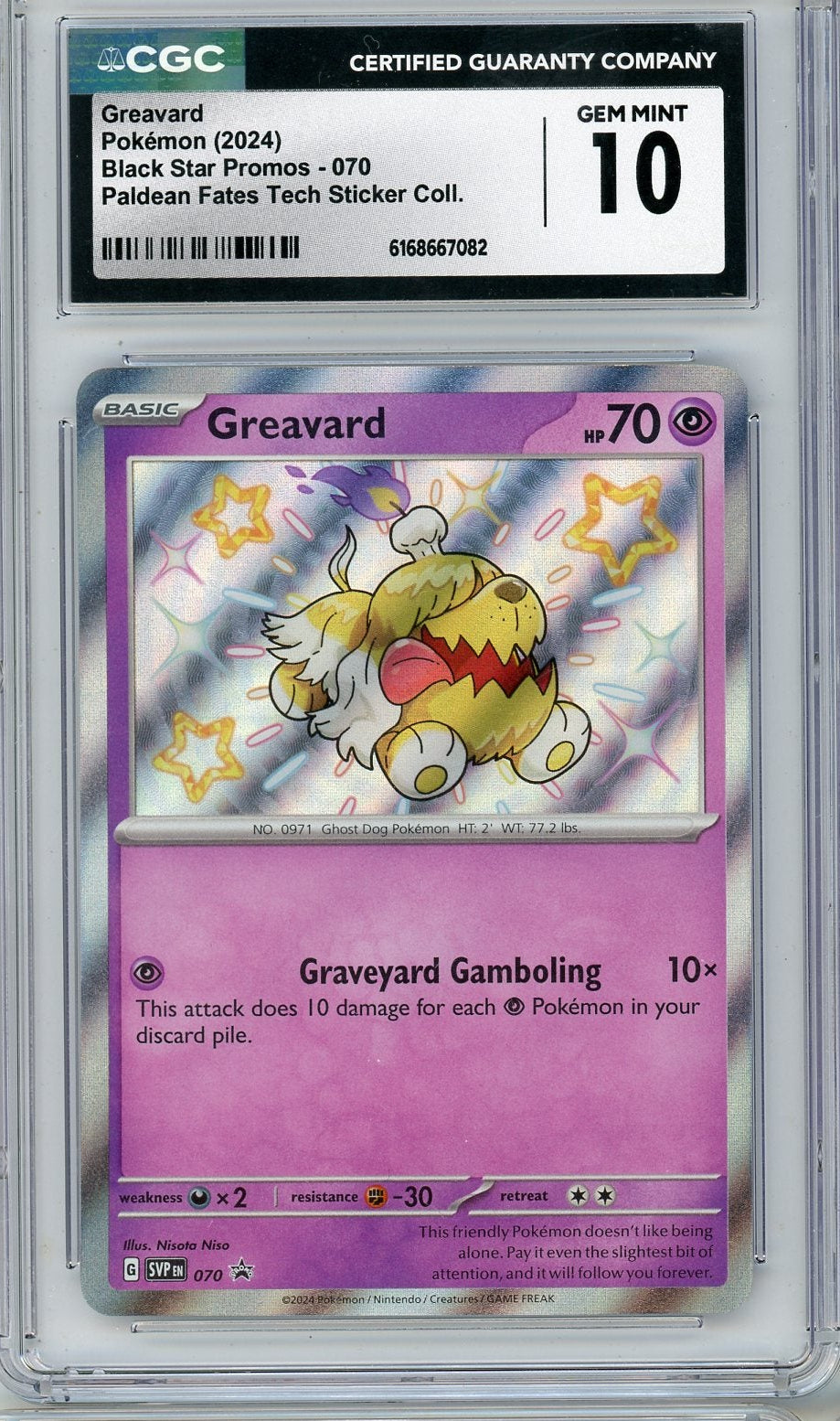 Greavard Pokemon Paldean Fates Black Star Promo #070 CGC 10