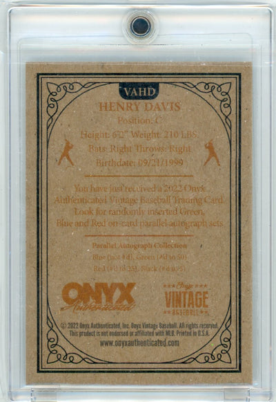 Henry Davis 2022 Onyx Vintage Baseball Blue Auto