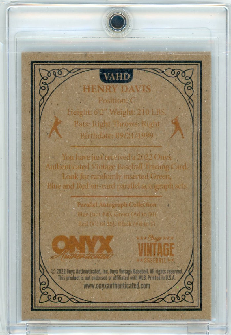 Henry Davis 2022 Onyx Vintage Baseball Blue Auto