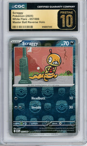 Scraggy Pokemon White Flare Master Ball Reverse Holo #057/086 CGC PRISTINE 10