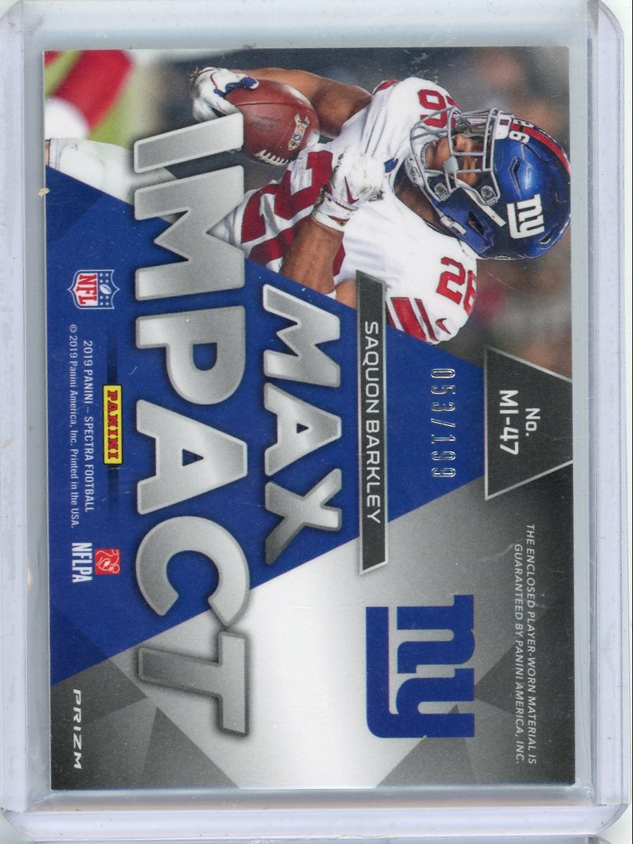 Saquon Barkley 2019 Panini Spectra Max Impact Patch #'d 53/199