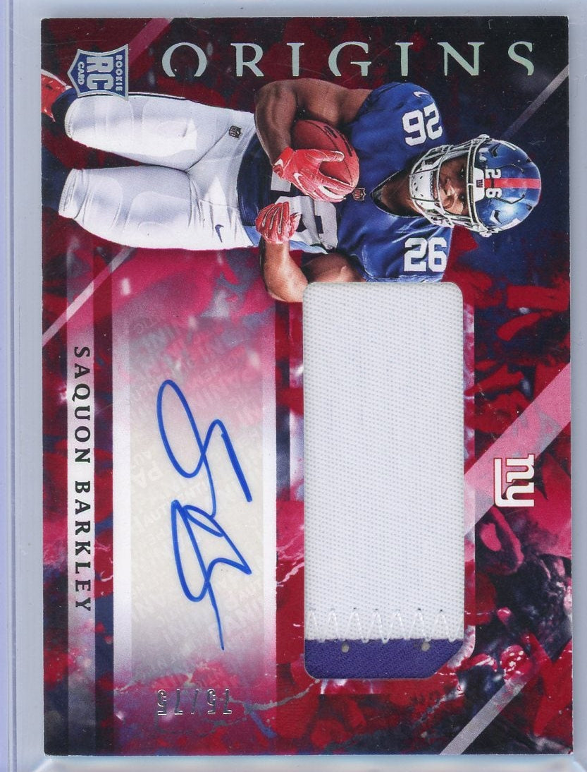 Saquon Barkley 2018 Panini Origins RPA #'d 75/75