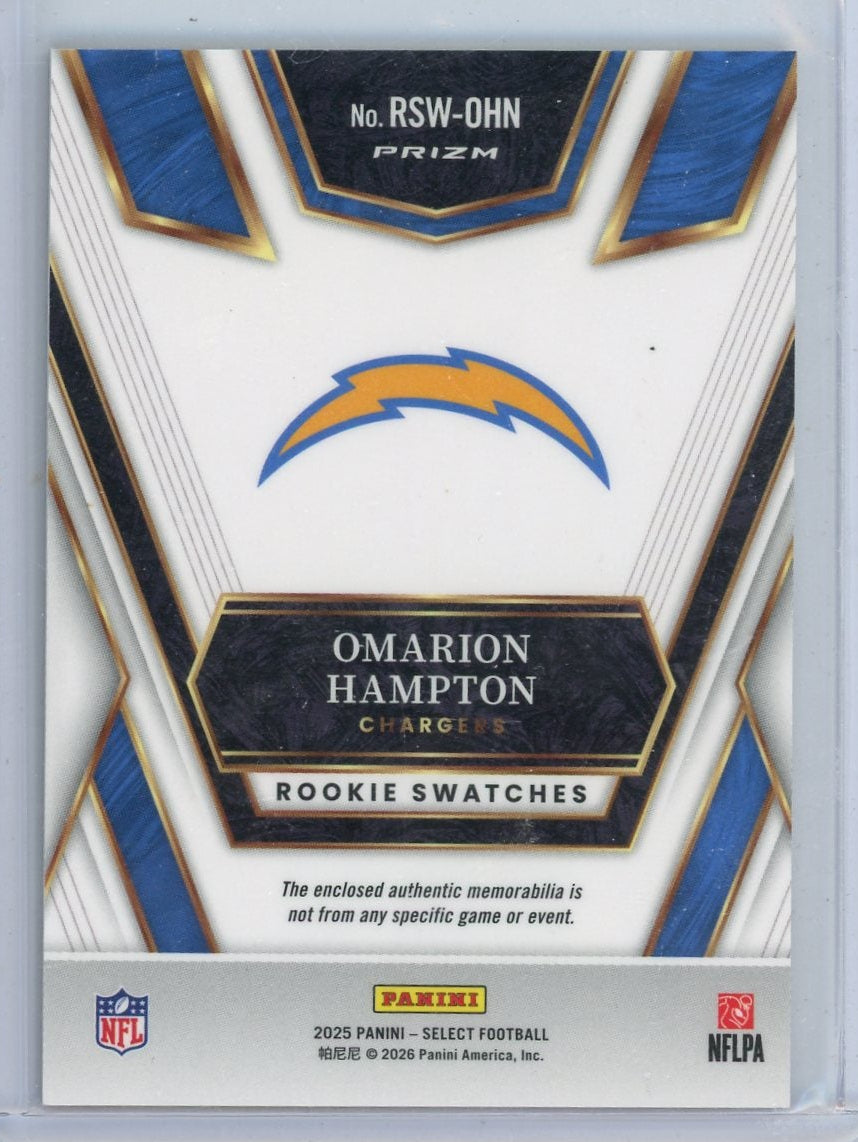 Omarion Hampton 2025 Panini Select Patch RC