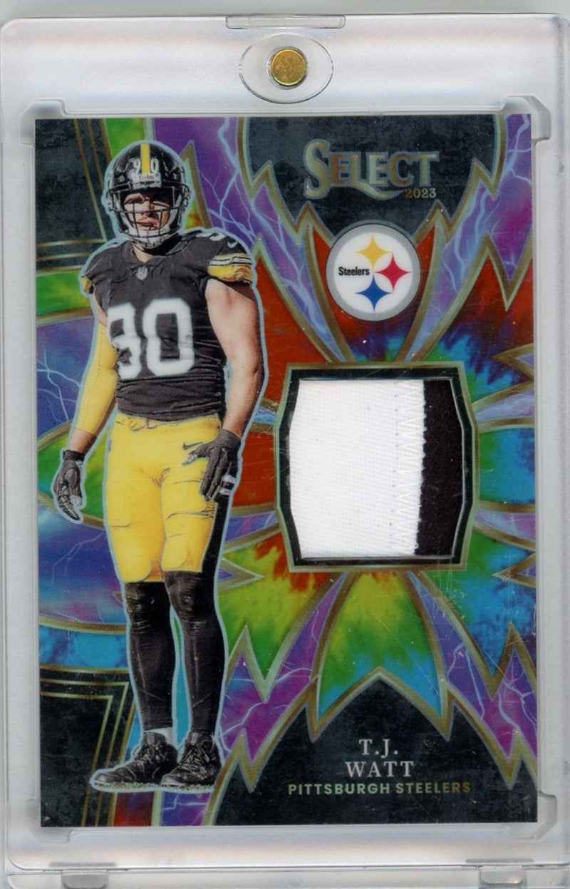 TJ Watt 2023 Panini Select Sparks Tie-Dye Prizm 