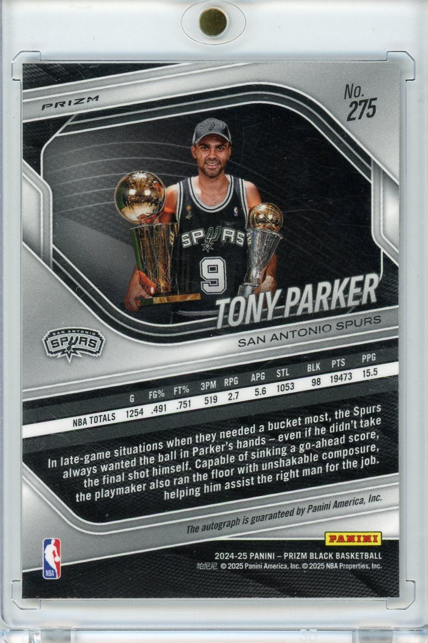 Tony Parker 2025 Panini Prizm Black Autograph