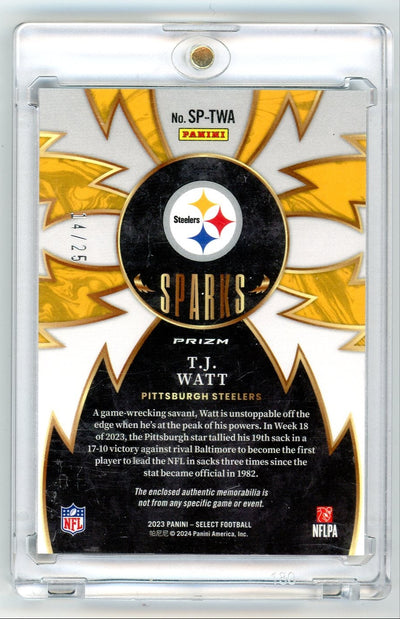 TJ Watt 2023 Panini Select Sparks Tie-Dye Prizm #'d 14/25