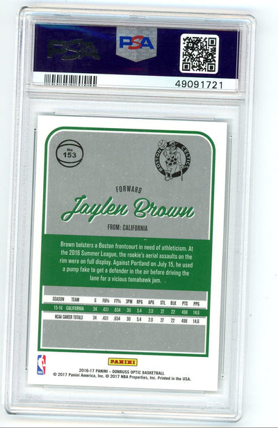 Jaylen Brown 2016 Panini Donruss Optic rookie card PSA 10