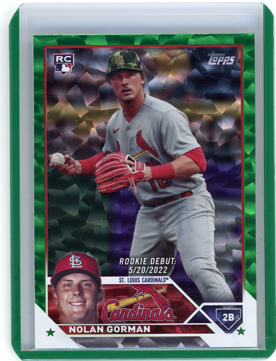 Nolan Gorman 2023 Topps debut green foil board rookie card #'d 310/499