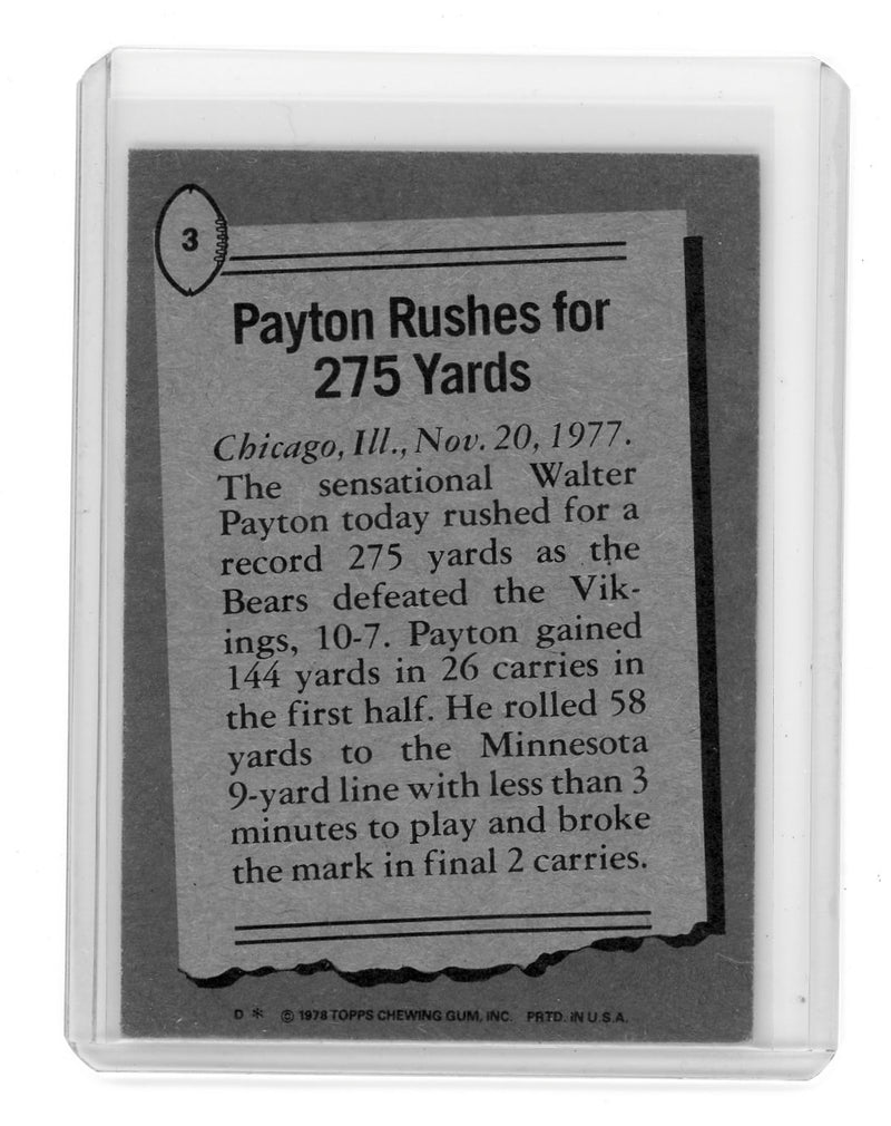 Walter Payton 1978 Topps "77" Highlights 