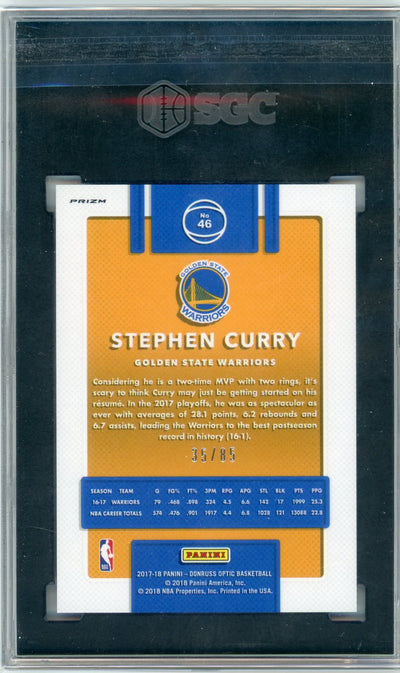 Stephen Curry 2017-18 Donruss Optic Red Fast Break Prizm #'d 35/85 SGC 10