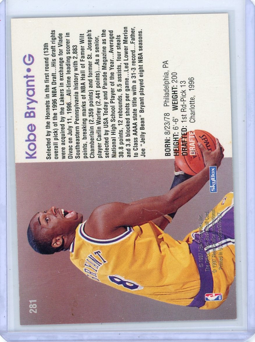 Kobe Bryant 1996 NBA Hoops Rookie Card #281