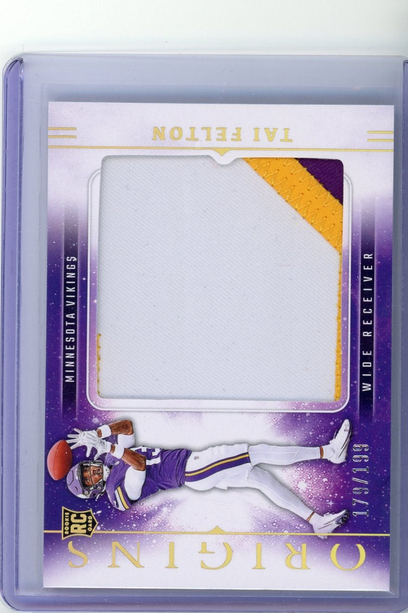 Tai Felton 2025 Panini Origins horizontal jersey relic rookie card 