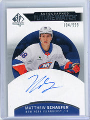 Matthew Schaefer 2025-26 SP Authentic Autographed Future Watch  #'d 104/999