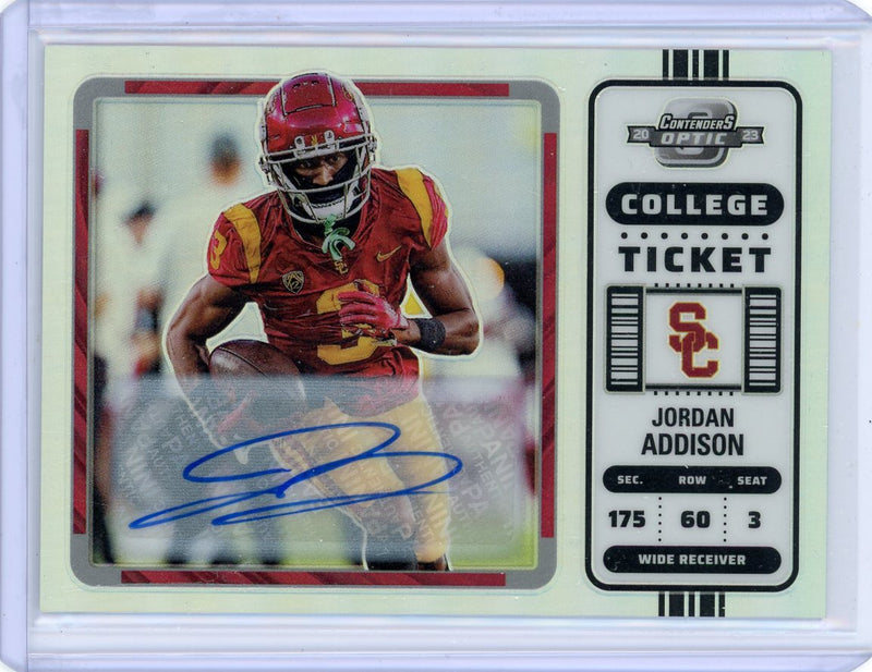 Jordan Addison 2023 Panini Chronicles Contenders Optic Draft Picks autograph 