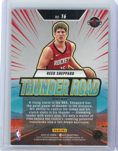 Reed Sheppard 2024-25 Panini Mosaic Thunder Road mosaic prizm rookie card